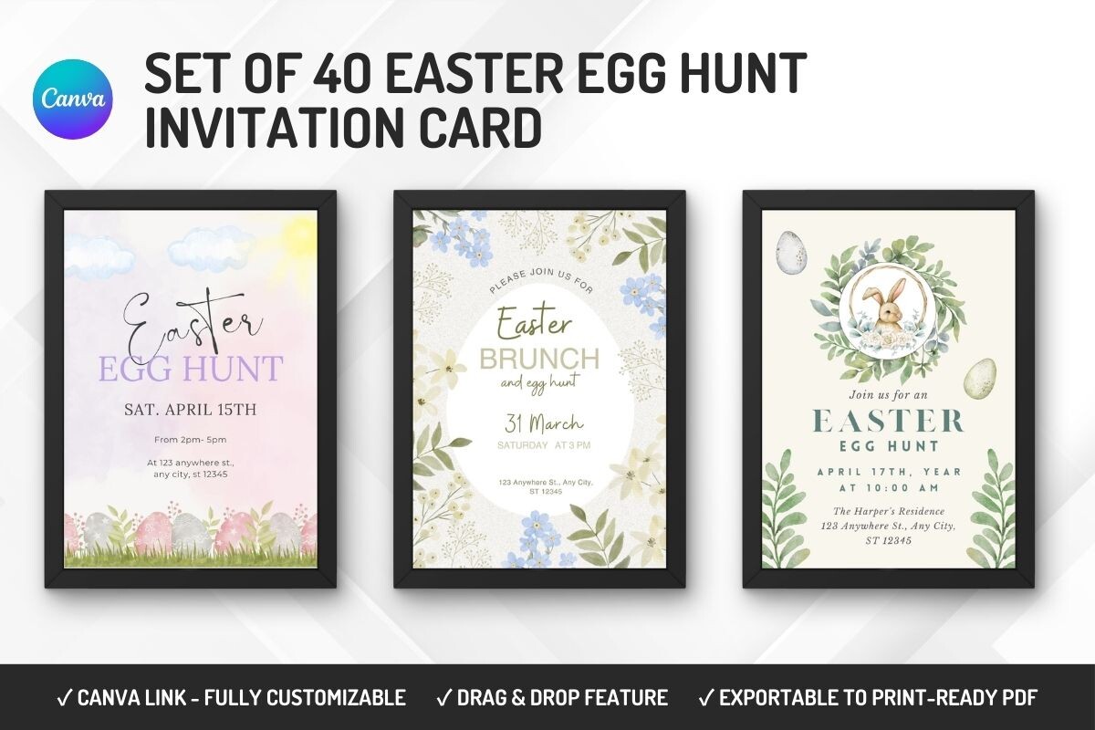40 EASTER EGG HUNT Invitation Templates
