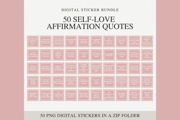 50PNG Self-Love Affirmation Stickers