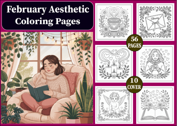 56 February Aesthetic Coloring Pages