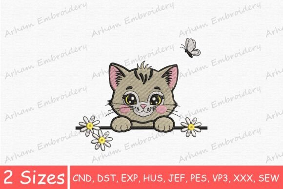 Adorable Peeking Cat,Cute Cat with Daisy