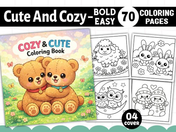 Bold and Easy Cute Cozy Coloring Pages