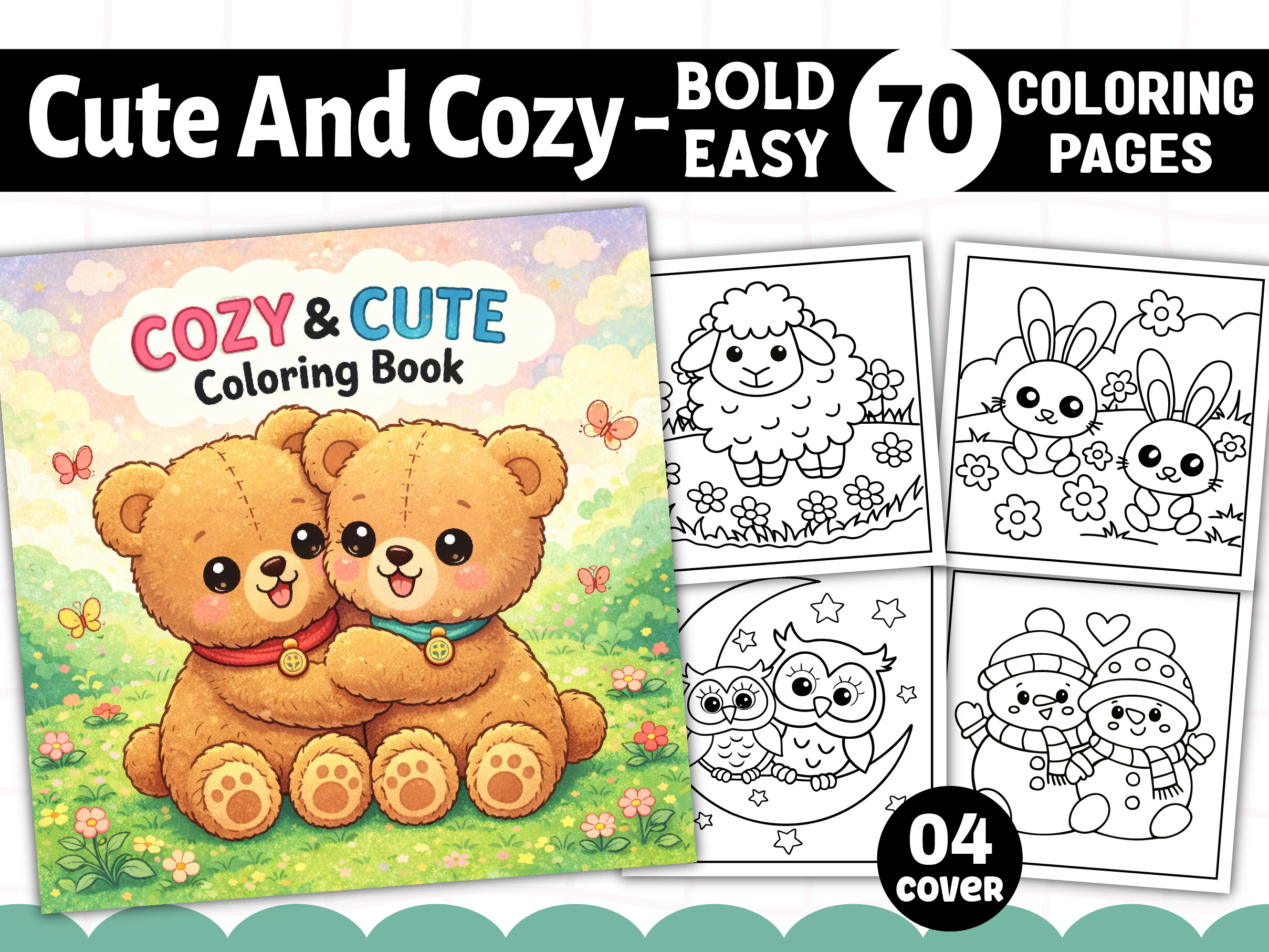 Bold and Easy Cute Cozy Coloring Pages