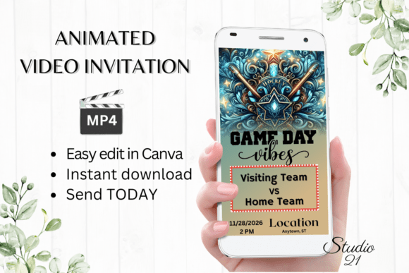 Canva Ice Hockey Invitation