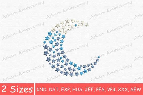 Celestial Crescent Moon and Stars