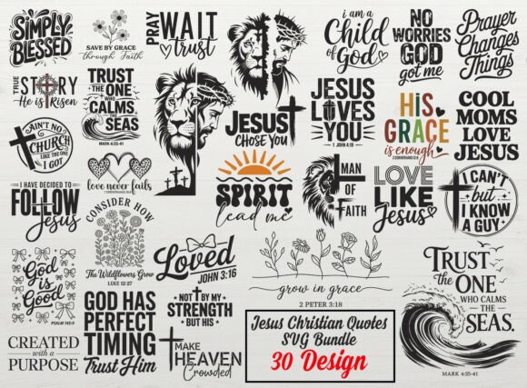 Christian Quotes Jesus SVG Bundle Graphic Crafts By SvgDesignHouse