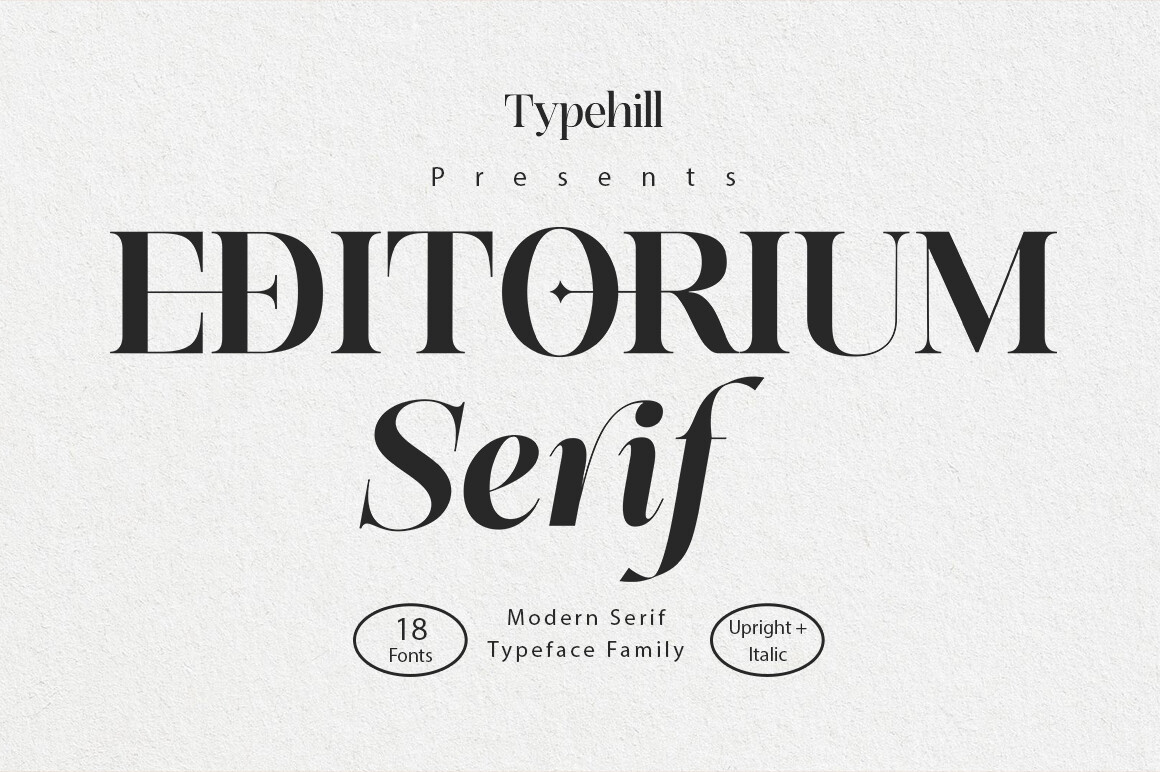 Editorium Serif preview, editorial serif font for printed labels