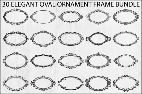 Elegant Oval Ornament Frame Bundle