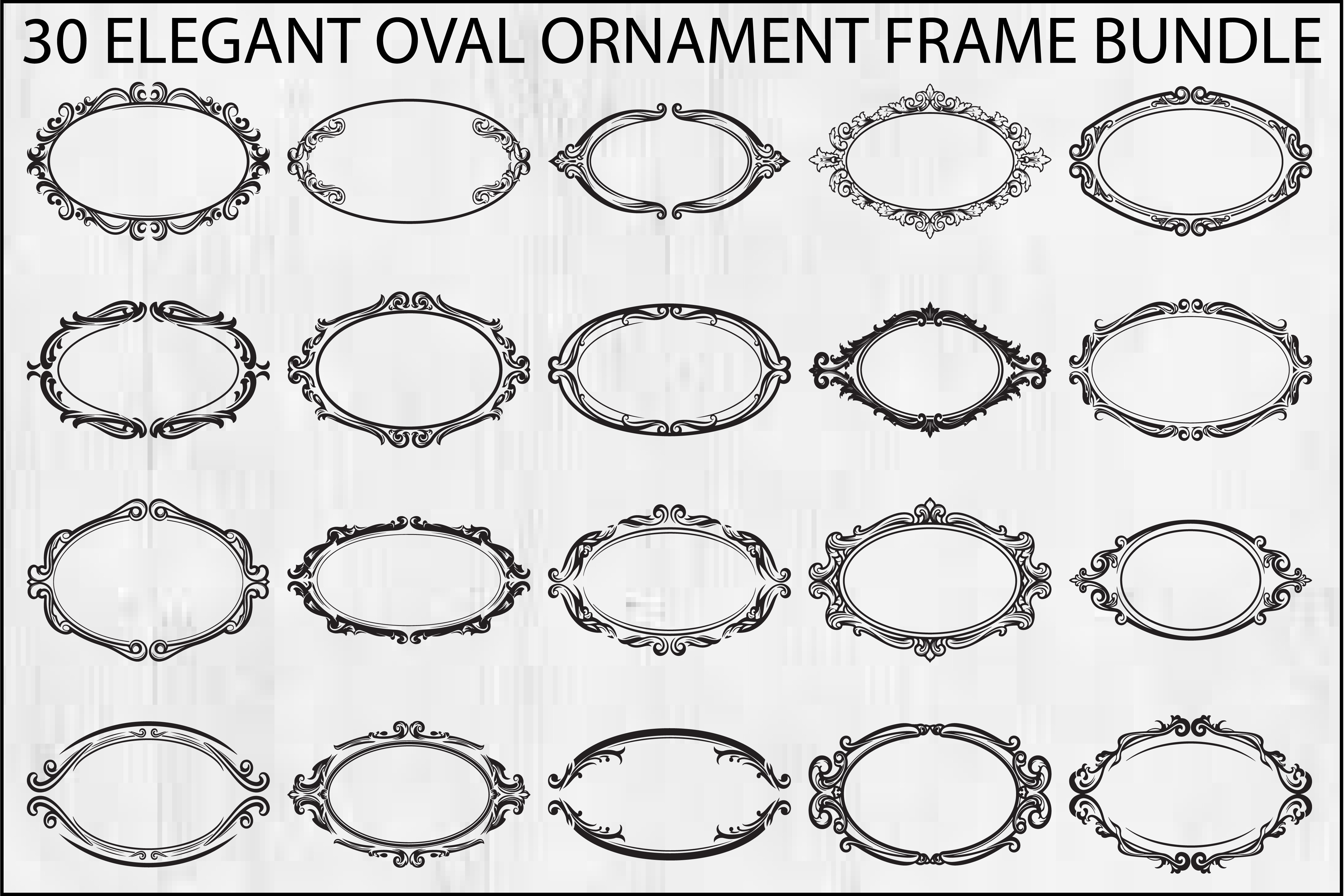 Elegant Oval Ornament Frame Bundle