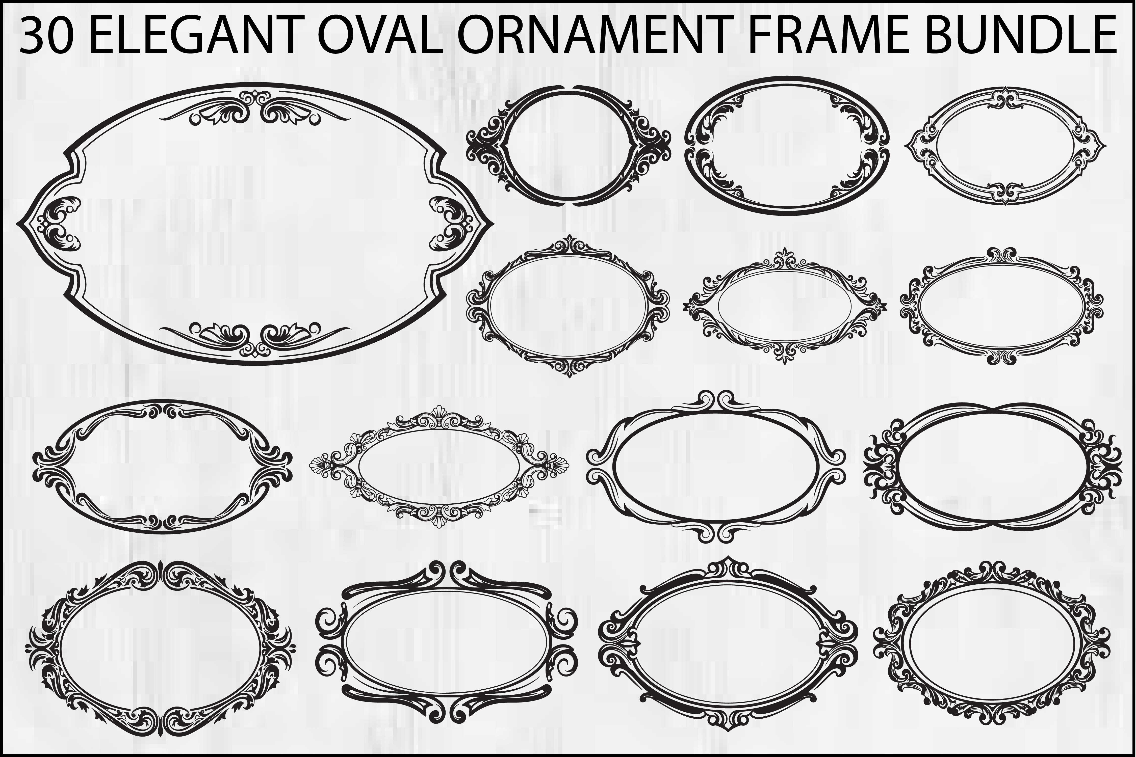Elegant Oval Ornament Frame Bundle