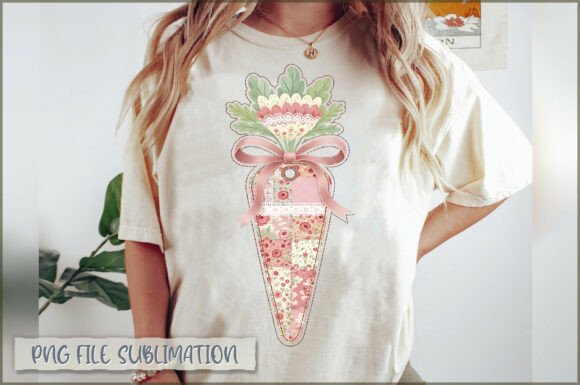Floral Easter Carrot Coquette PNG