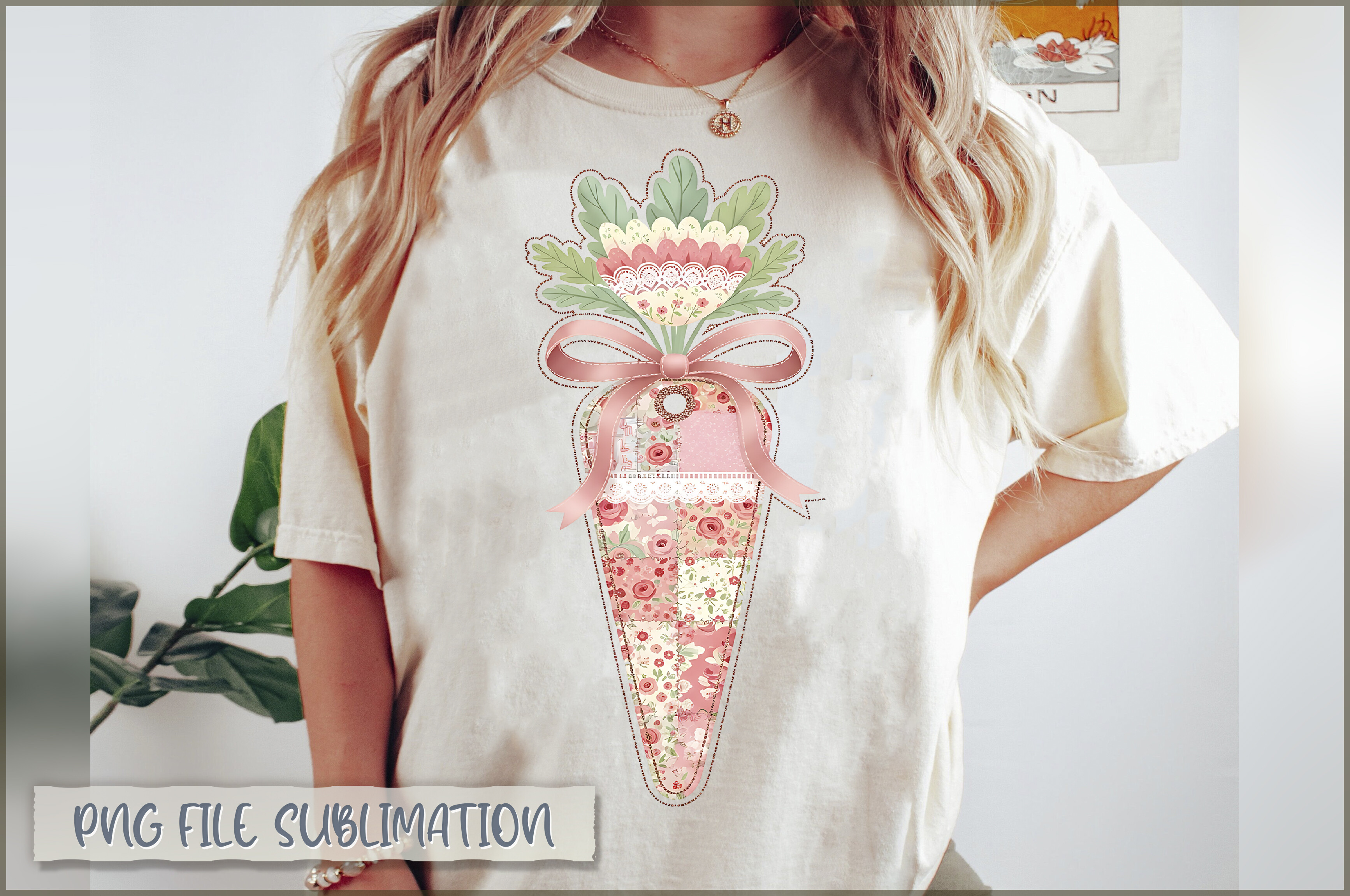 Floral Easter Carrot Coquette PNG