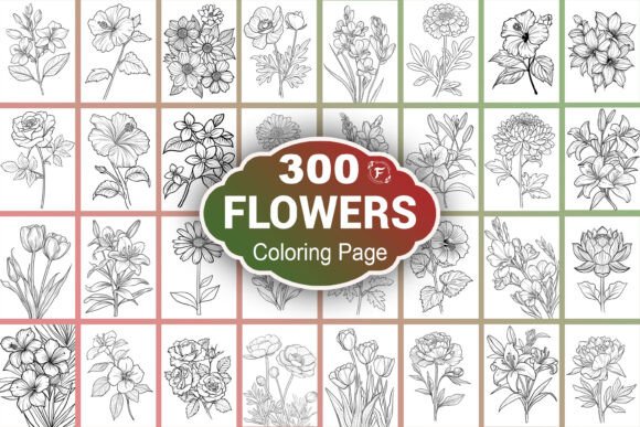 Preview of Flowers Coloring Page coloring pages for adults