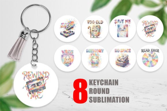 Funny Retro Storage Watercolor Keychain