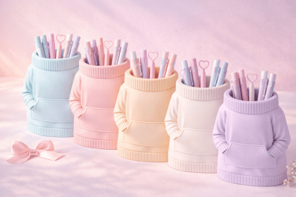 Sweater Pen Holder Desk Organizer STL | Cozy Hoodie Pastel Pencil Cup for 3D Printing - Image 1