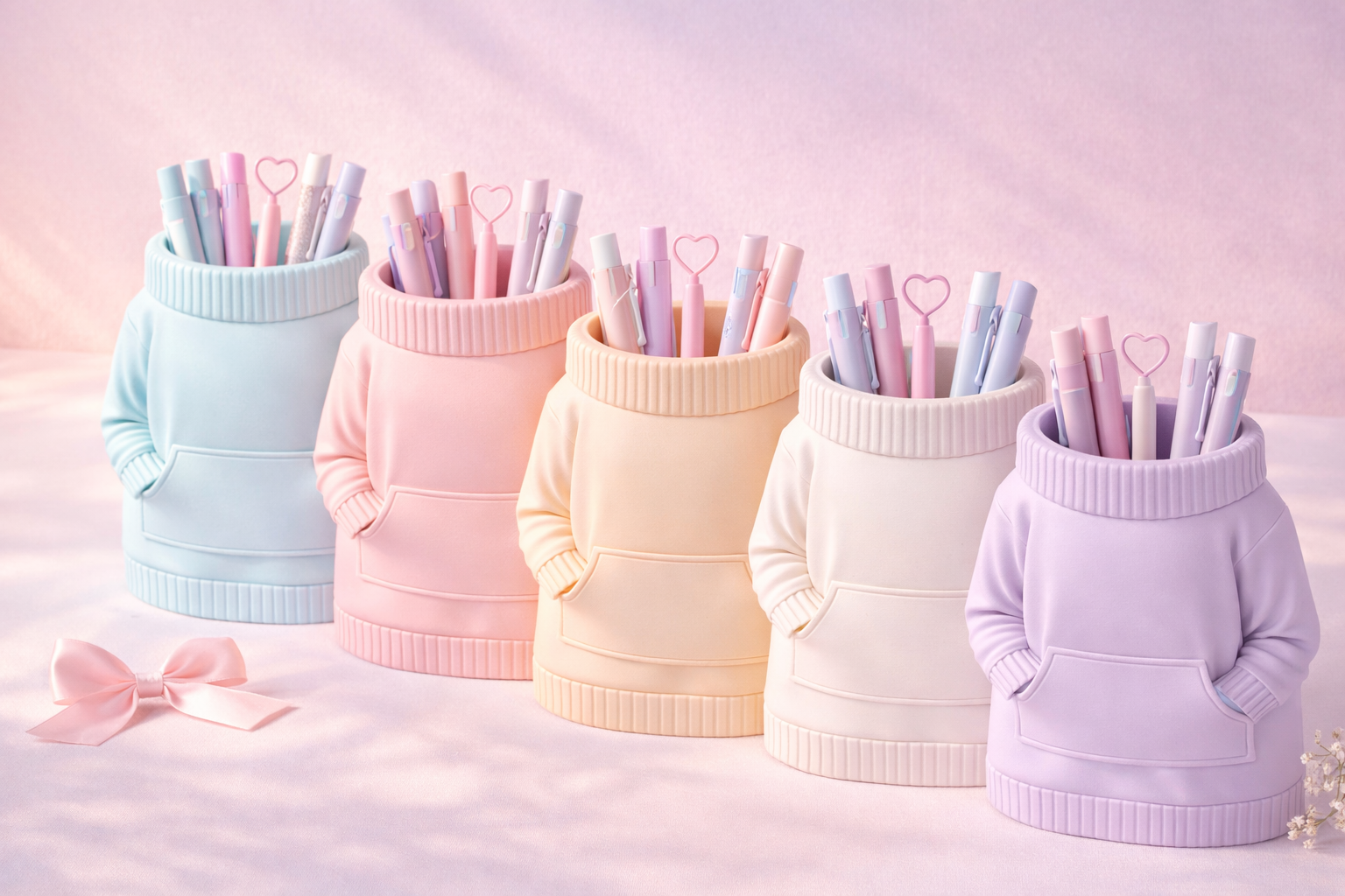 Sweater Pen Holder Desk Organizer STL | Cozy Hoodie Pastel Pencil Cup for 3D Printing - Image 7