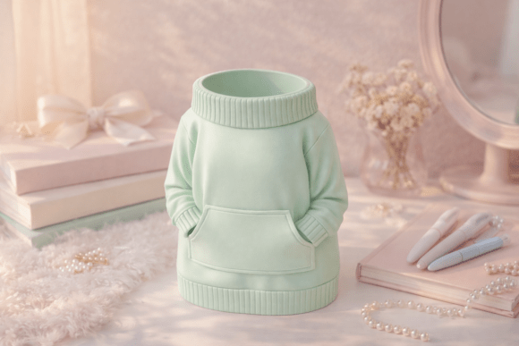 Sweater Pen Holder Desk Organizer STL | Cozy Hoodie Pastel Pencil Cup for 3D Printing - Image 5