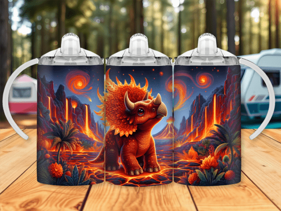 Volcano Dinosaur Sippy Cup Kids Tumbler