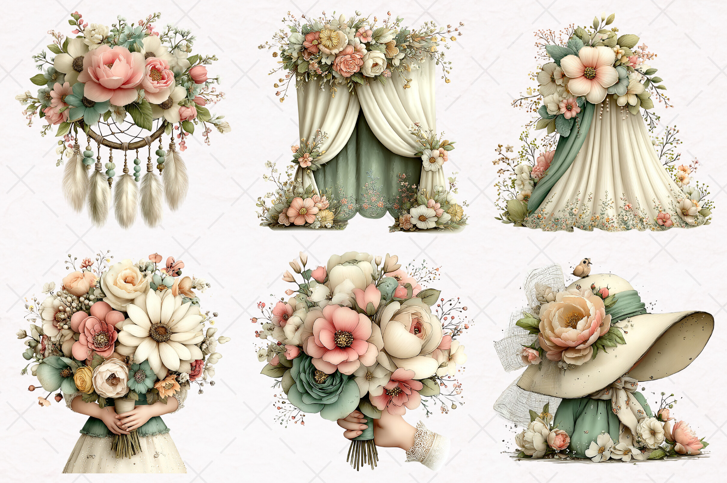 Whimsical Boho Wedding Clipart - photo 2