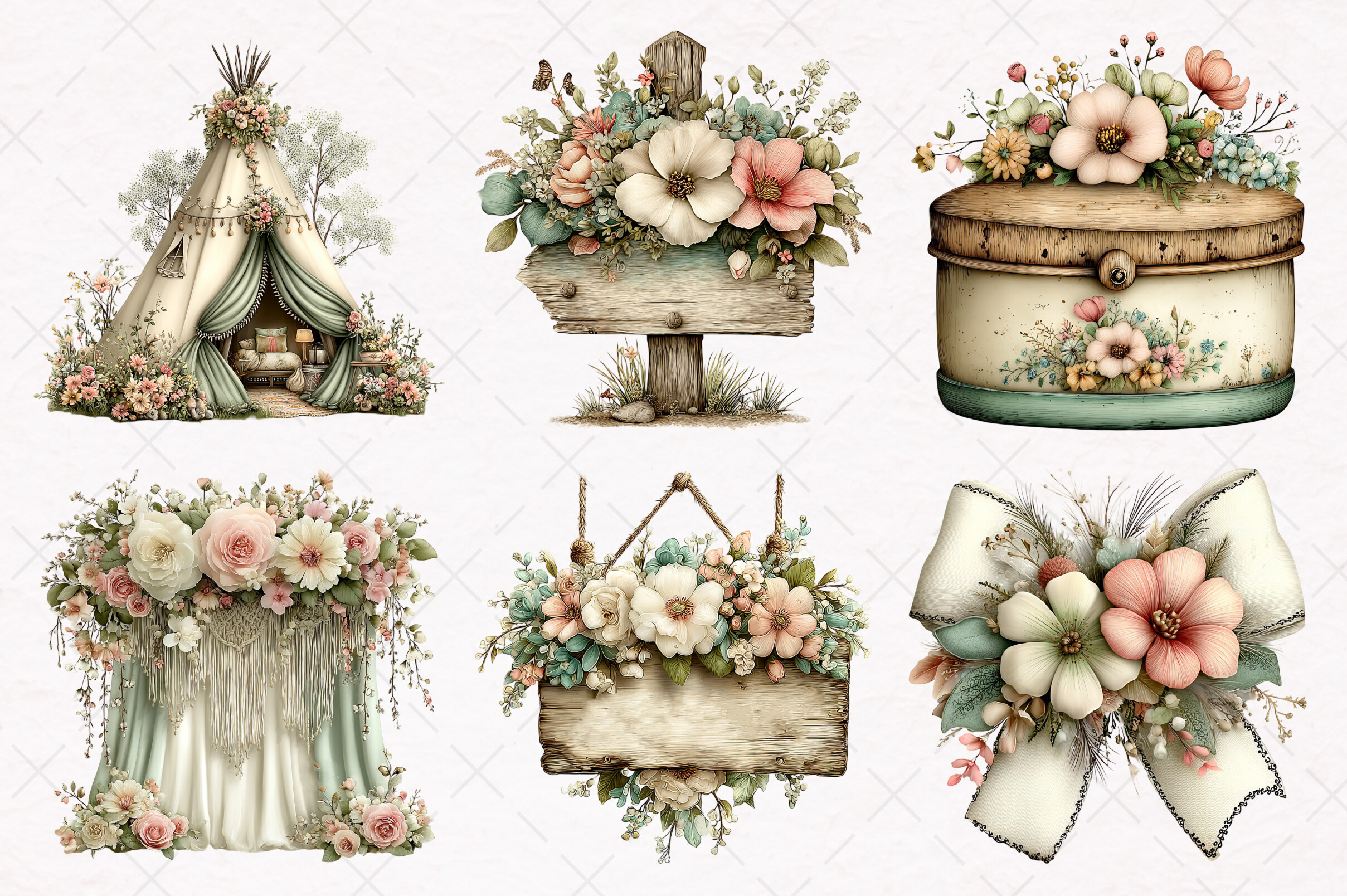 Whimsical Boho Wedding Clipart - photo 3