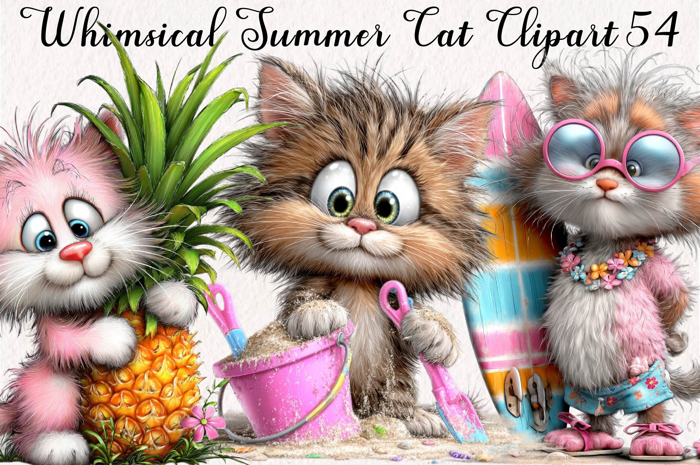 Whimsical Summer Cat Clipart Graphic by Print Magic · Creative Fabrica