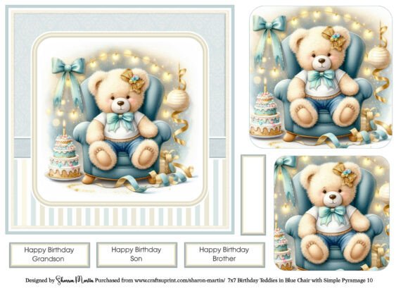7x7 Teddies in Blue Chair 10 Quick Pyram
