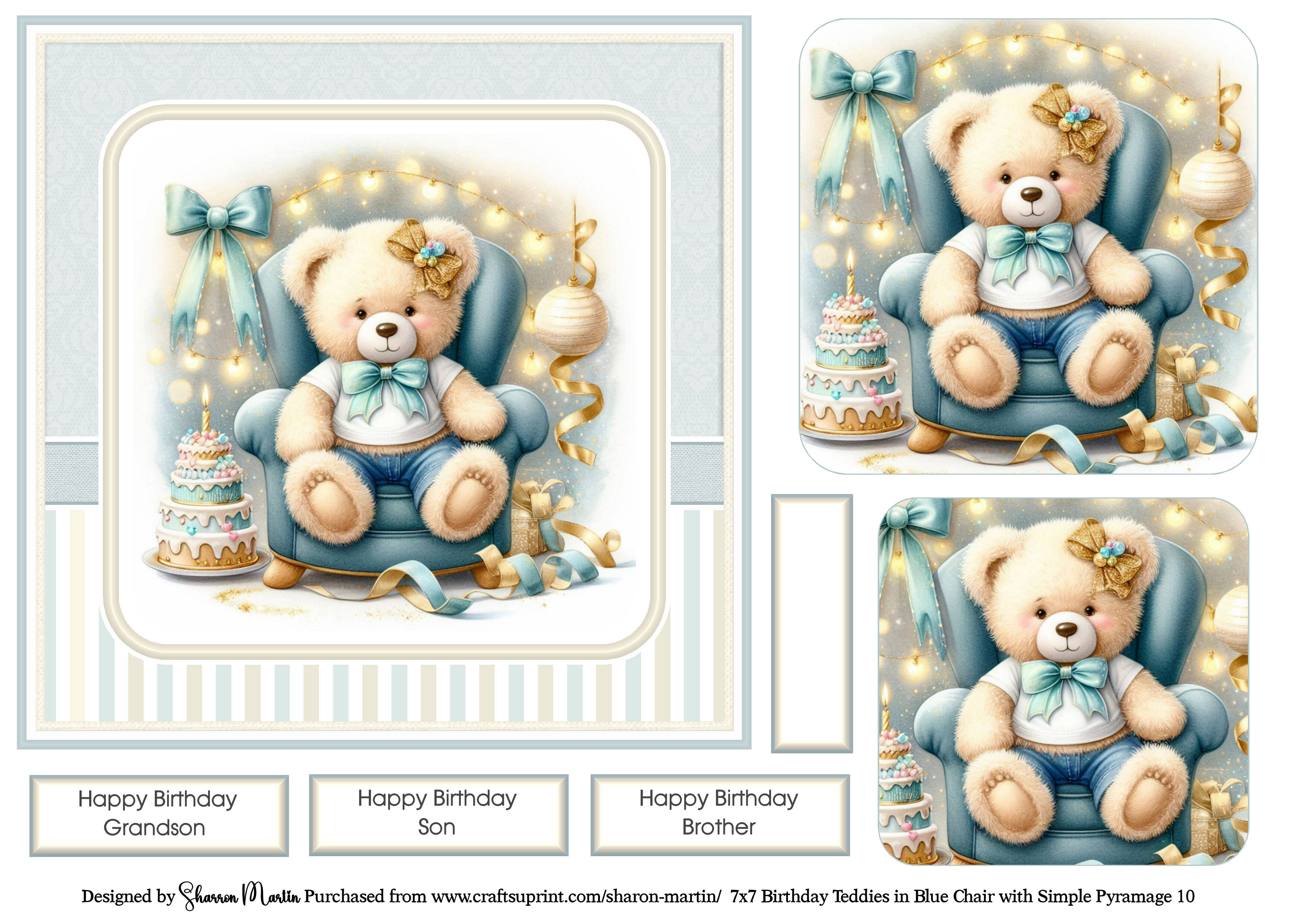7x7 Teddies in Blue Chair 10 Quick Pyram