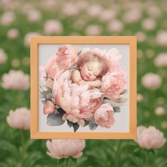💐Baby Peony Angel Cross Stitch Pattern