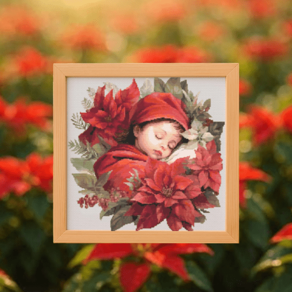 💐Baby Poinsettia Angel Cross Stitch