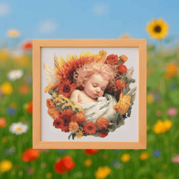 💐Baby Wildflowers Angel Cross Stitch