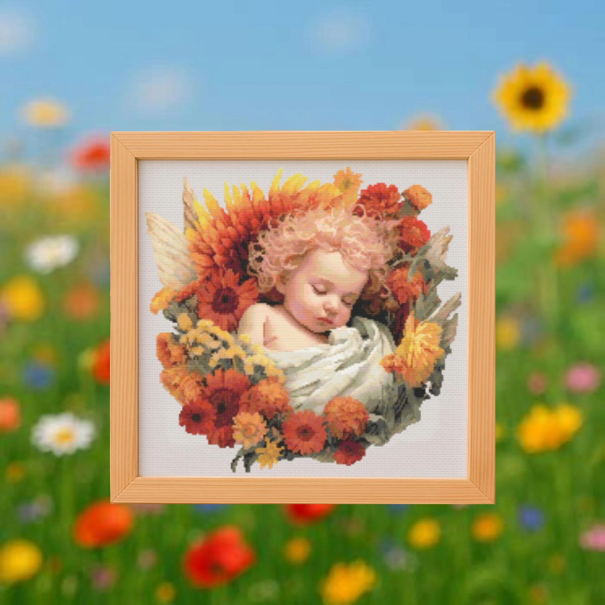 💐Baby Wildflowers Angel Cross Stitch