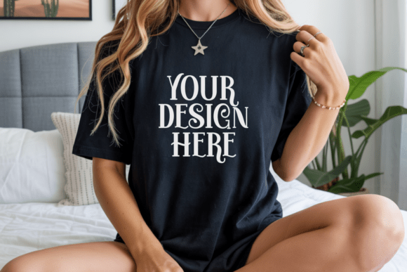 Comfort Colors 1717 Black T-shirt Mockup