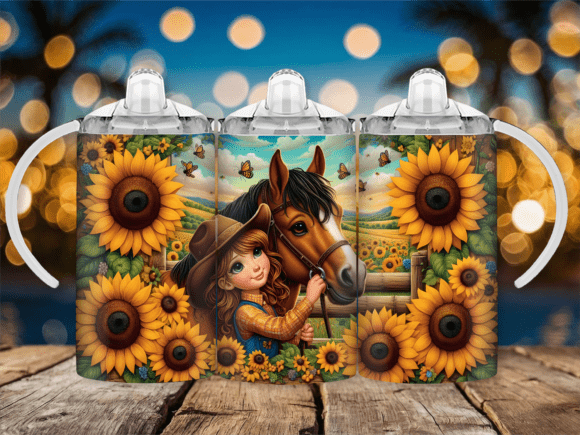 Cowgirl Sunflower Sippy Cup Kids Tumbler