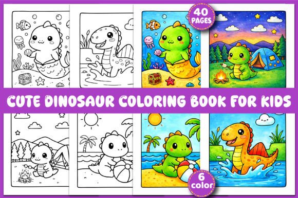 40 Cute Dinosaur Coloring Book for Kids