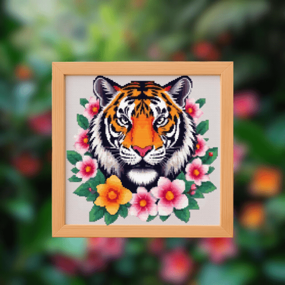 🐯Floral Tiger Cross Stitch Pattern