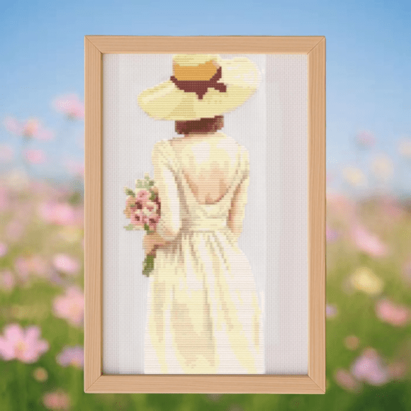 🌻Girl Carrying Flowers Cross Stitch Pat
