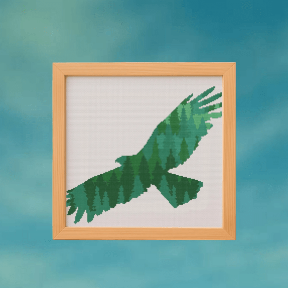 🦅Green Eagle Tree Cross Stitch
