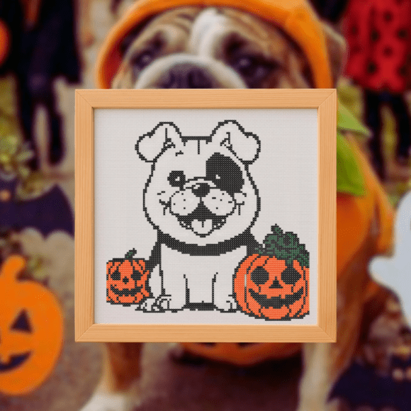 🐕Halloween Bulldog Cross Stitch Pattern