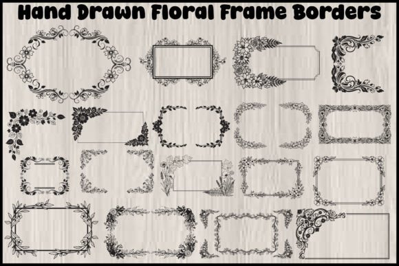 Hand Drawn Floral Frame Borders Vector