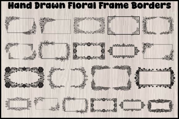 Hand Drawn Floral Frame Borders Vector