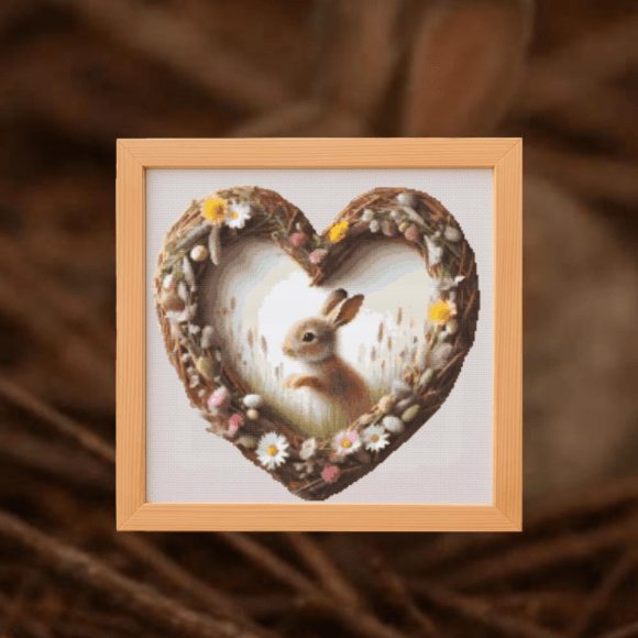 🐰Hoppy Heart Easter Bunny Cross Stitch