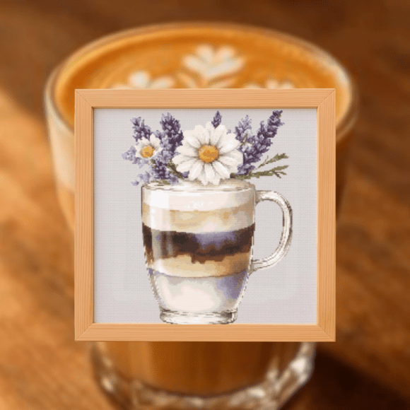 ☕Latte Blooms Cross Stitch Pattern