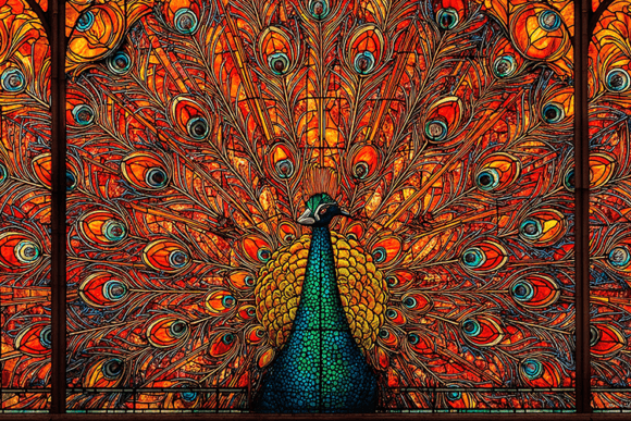 Majestic Peacock Stained Glass Pattern