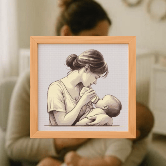 🤱🏻Mama Bottle Feeding Cross Stitch Pat