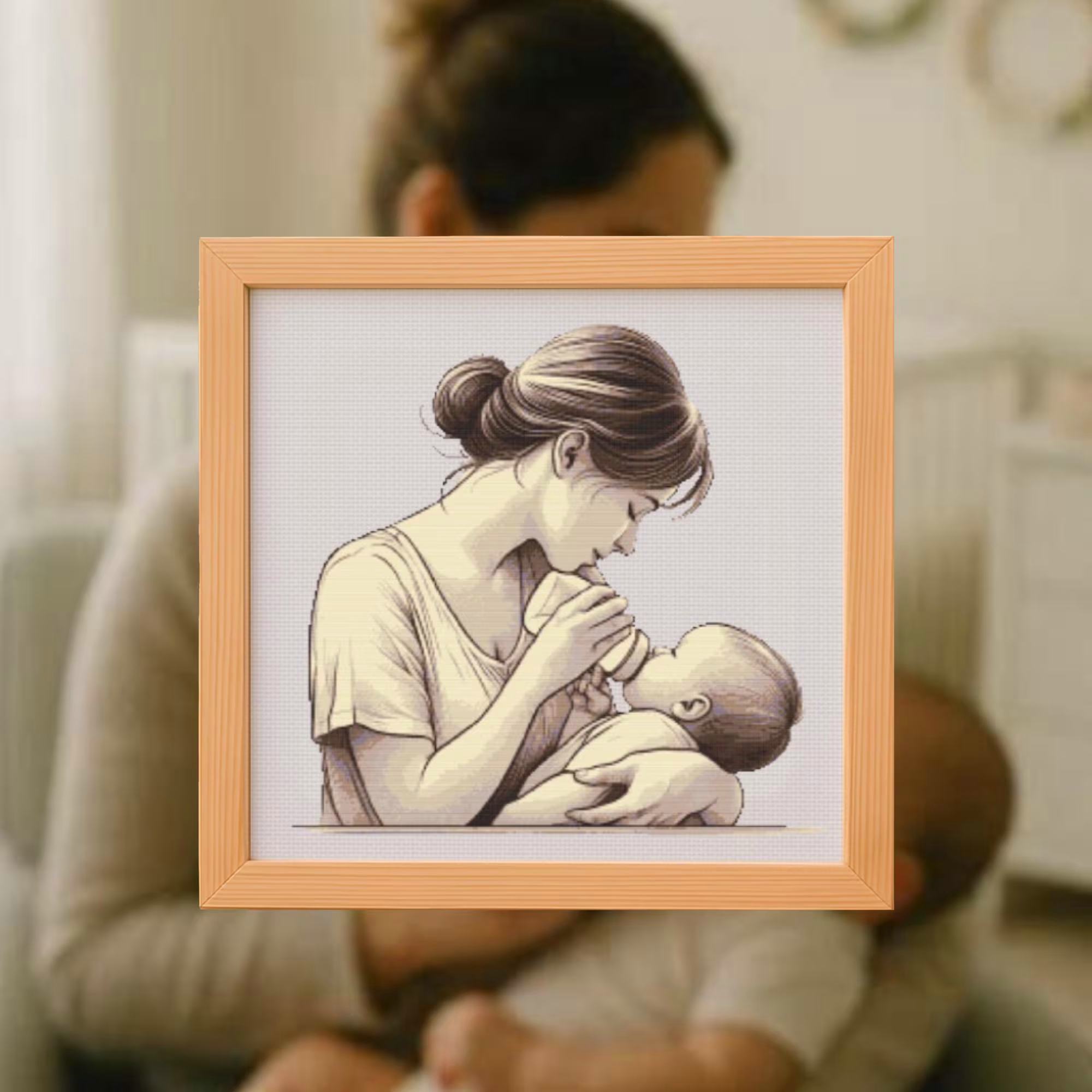 🤱🏻Mama Bottle Feeding Cross Stitch Pat