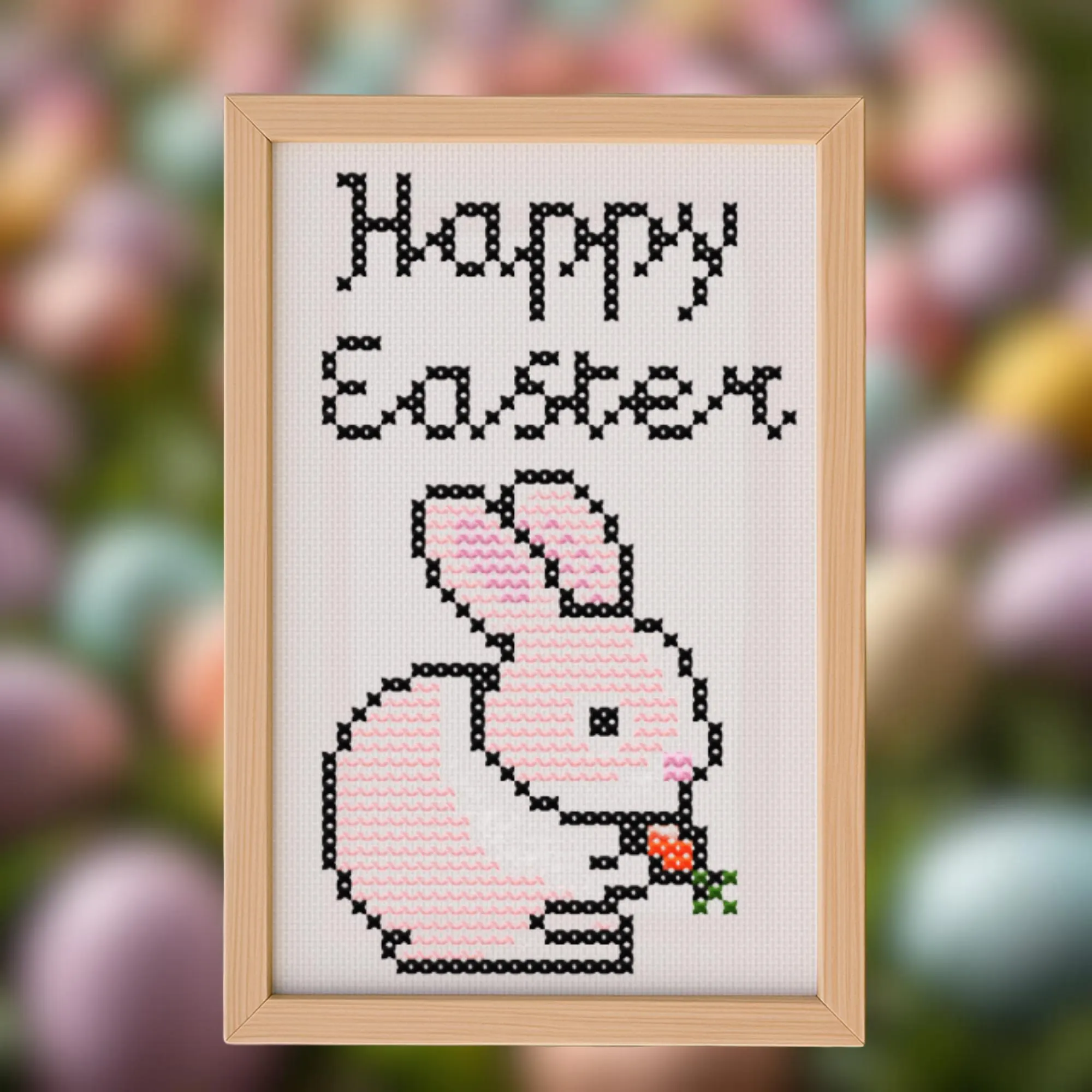 🐰 Mini Happy Easter Bunny Cross Stitch