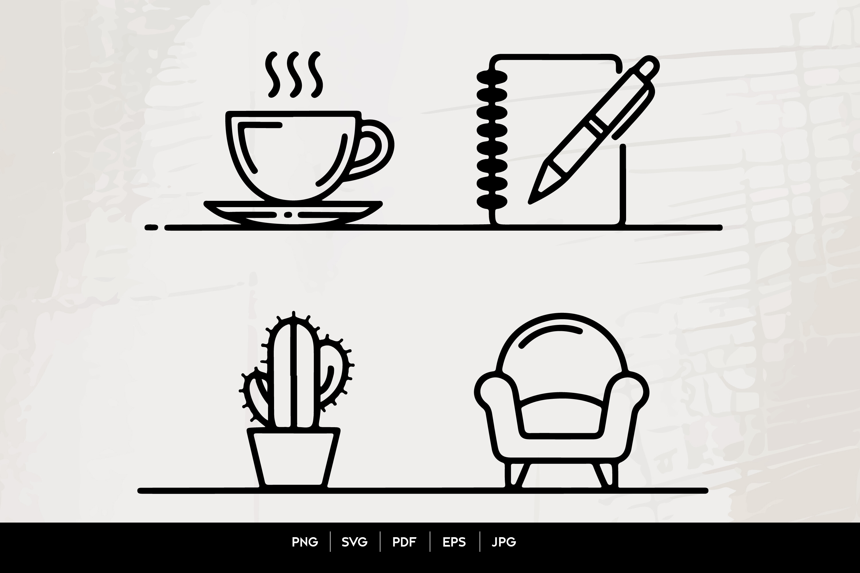 Minimal Home Office Icon Set