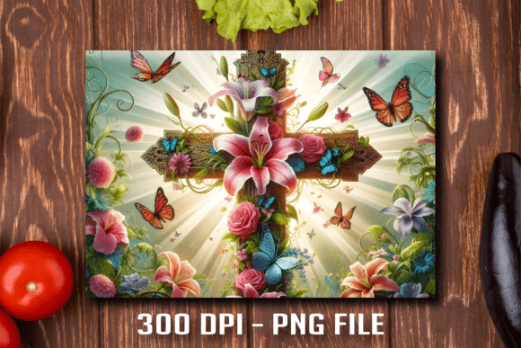 Religious Cross Floral Art Cutting Board