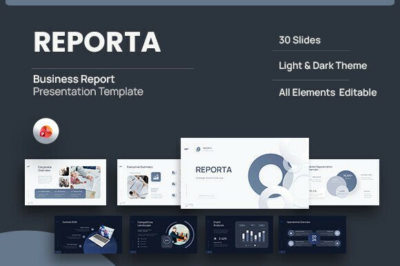 Preview of Reporta - Business Report PowerPoint business report presentation template