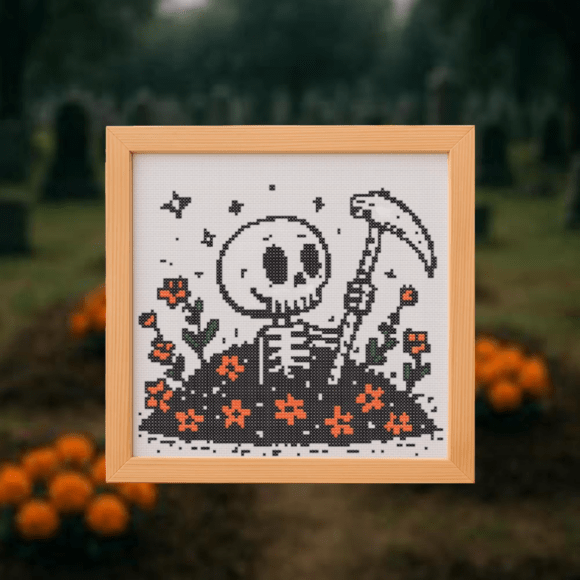 🦴Skeleton Rising Cross Stitch Pattern!