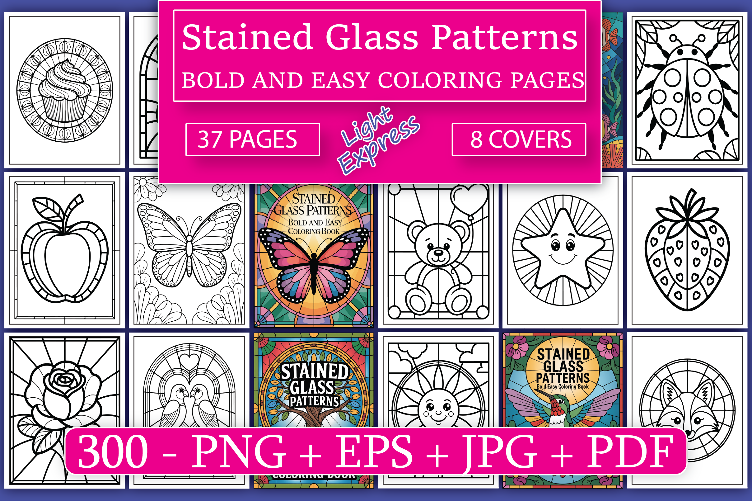 Stained Glass Patterns Coloring Pages